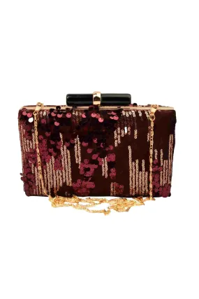 Wine and Gold Sequins Party Clutch