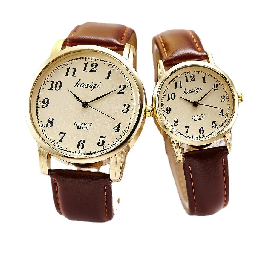 Women's Quartz Watch for Students Men's Leather Belt Casual Couple Watches