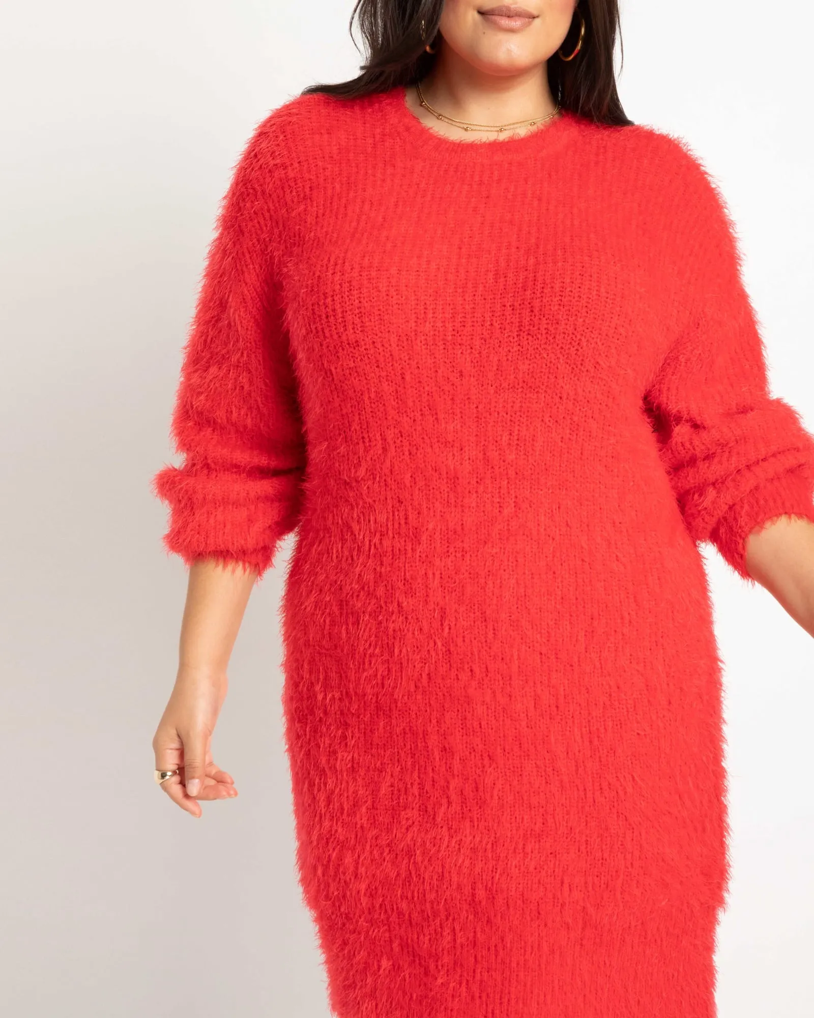 Wren Faux Fur Tunic Sweater Dress | High Risk Red