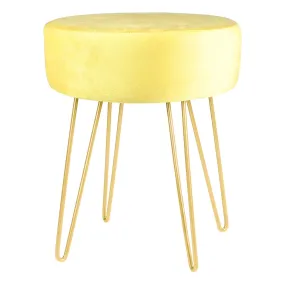 Yellow Round Velvet Footstool - By Harbour Housewares