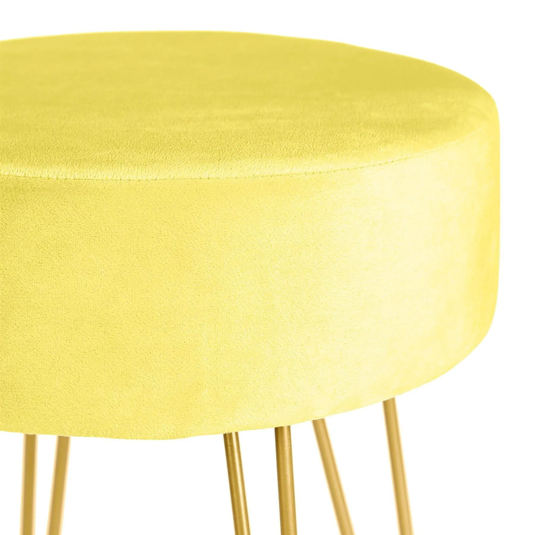 Yellow Round Velvet Footstool - By Harbour Housewares