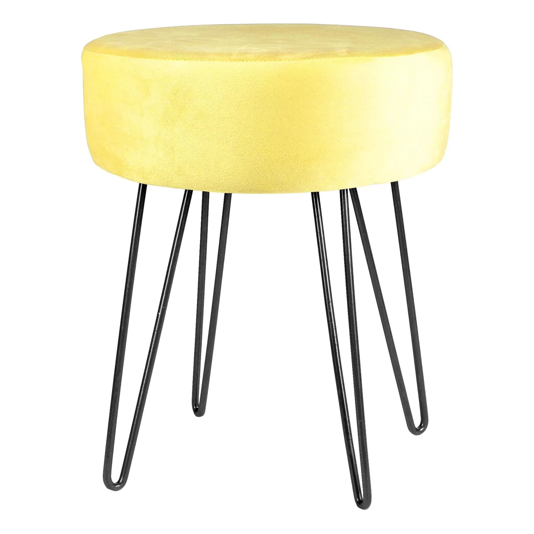 Yellow Round Velvet Footstool - By Harbour Housewares